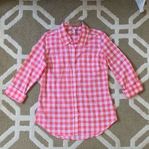 NWT Salmon (pinkish) and White Checked Blouse